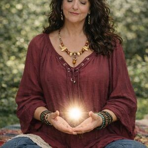 J-Lo Women's Burgundy Lace-Up Top S L